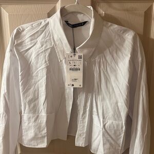 Zara White Cropped shirt.